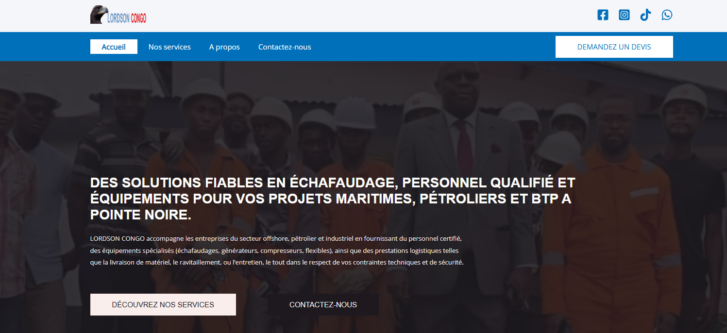 Site web de la société Lordson Congo