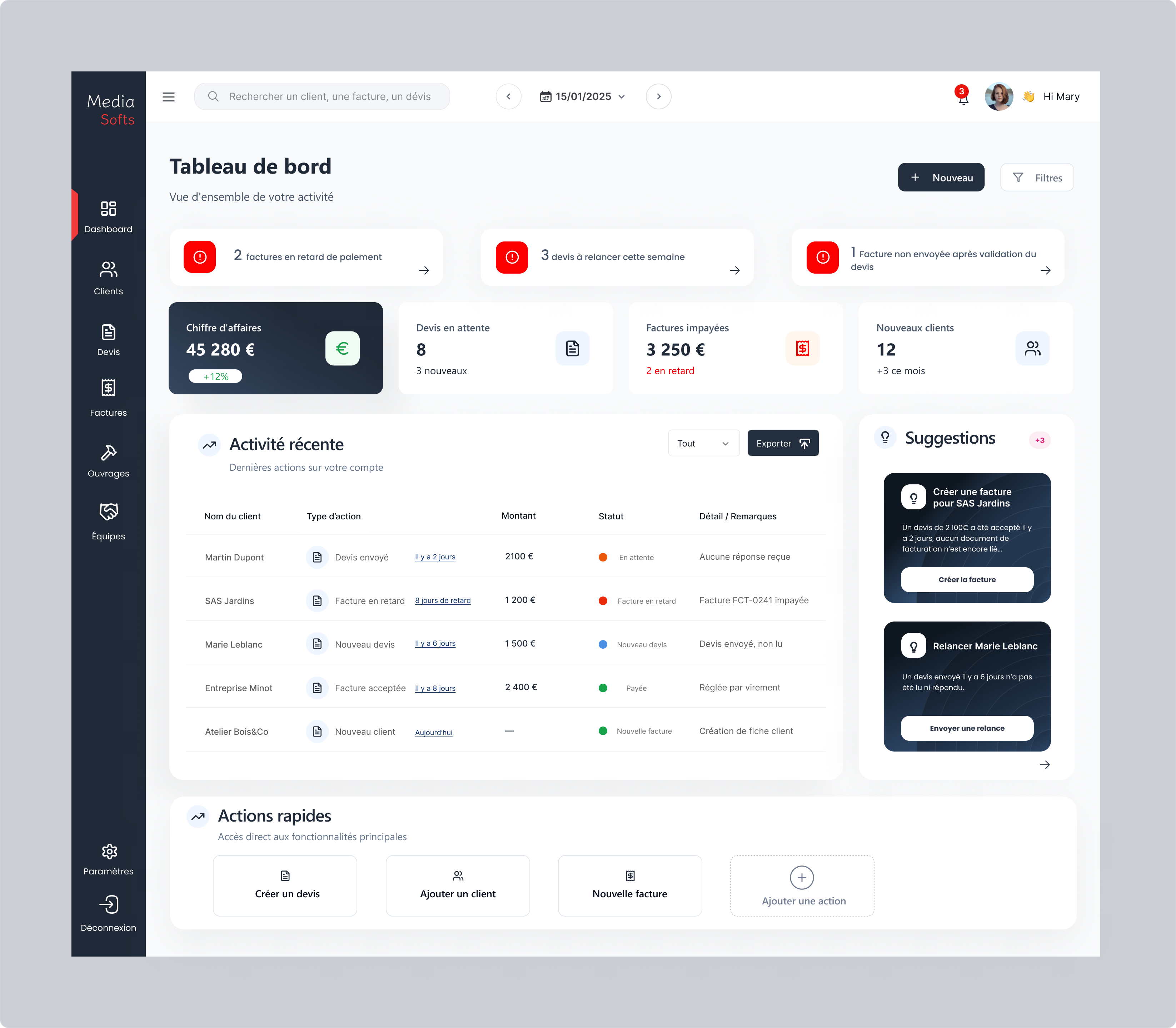 Mediasoft - Gestion de devis et factures